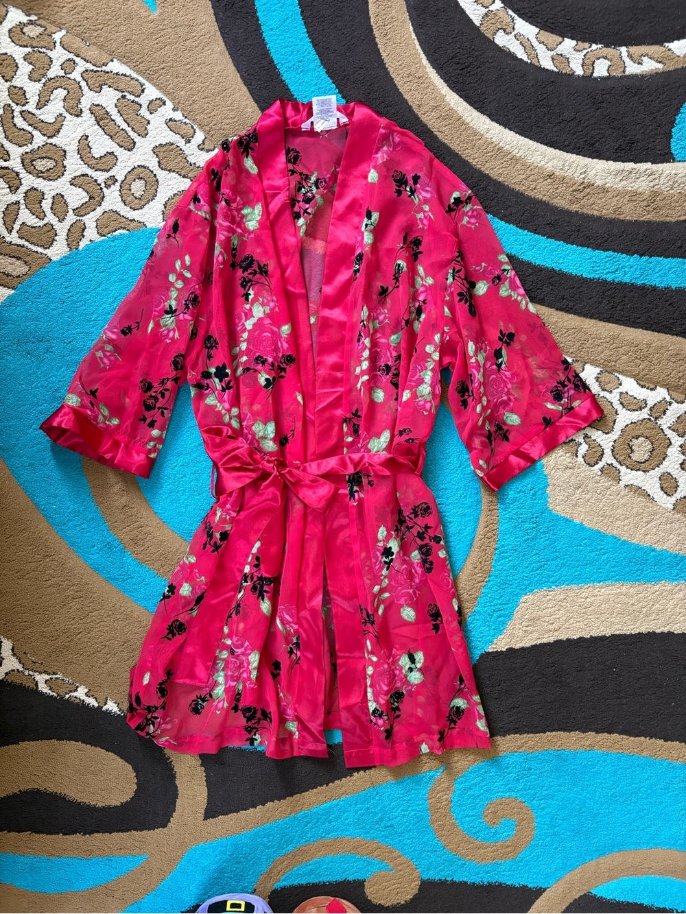 Secret Treasures Women’s Floral Sheer Robe - Red